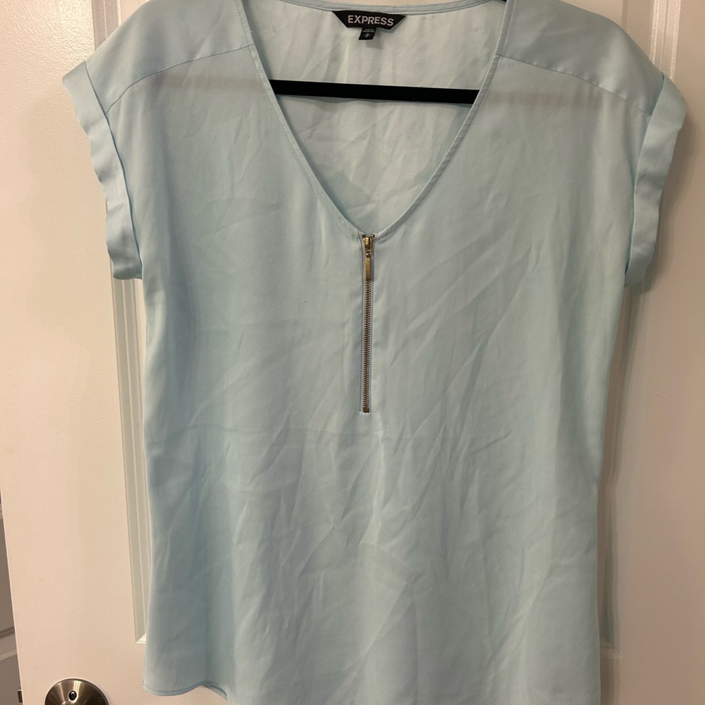 Express Women’s Sky Blue Blouse with Zipper Size Medium